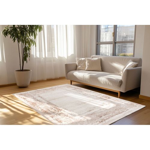 Tapis Rectangle Design Rayé Effet 3d Myneral Taupe 160x230