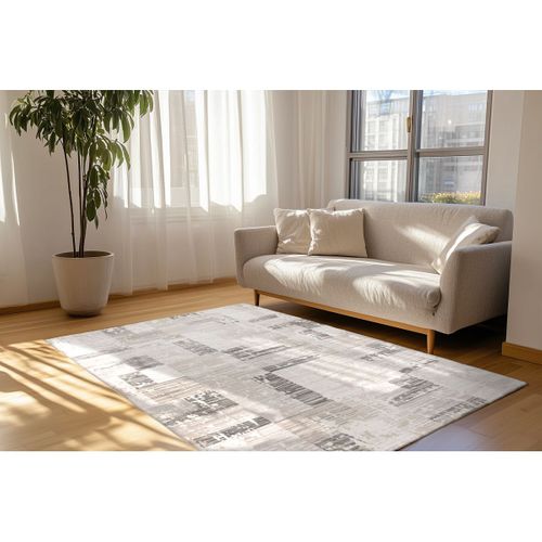 Tapis Effet 3d Moderne Rectangle Everst Argenté 80x150