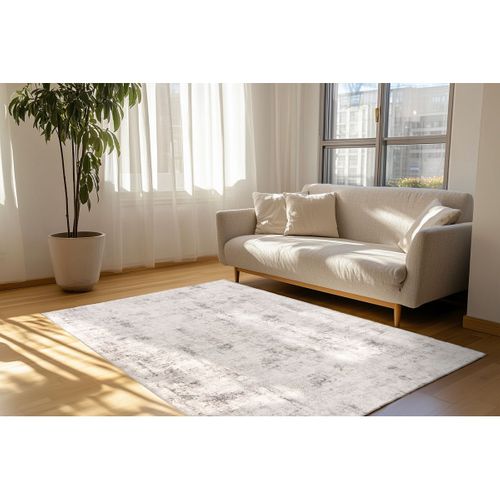 Tapis Abstrait Design Effet 3d Bekthiari Argenté 200x290