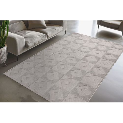 Tapis Effet 3d Extérieur Et Intérieur Graphique Design Donito Argenté 200x290