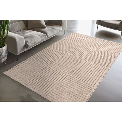 Tapis Graphique Extérieur Et Intérieur Effet 3d Design Parma Beige 120x170