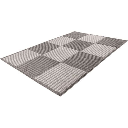 Tapis Graphique Extérieur Et Intérieur Effet 3d Design Parma Gris 120x170