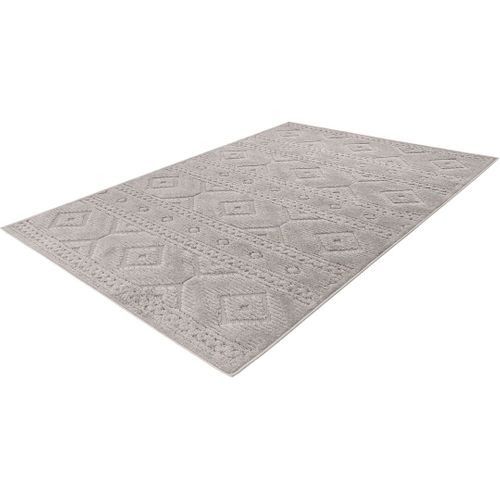 Tapis Ethnique Effet 3d Berbère Extérieur Et Intérieur Fatouh Argenté 200x290