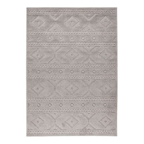 Tapis Ethnique Effet 3d Berbère Extérieur Et Intérieur Fatouh Argenté 200x290