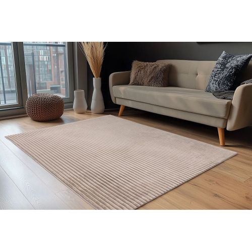 Tapis Doux Uni Effet 3d Moderne Malko Taupe 120x170