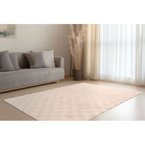 Tapis Effet 3d Uni Moderne Doux Flotissy Beige 120x170