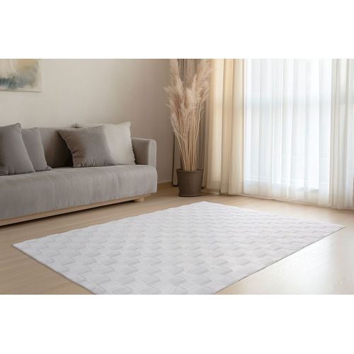 Tapis Effet 3d Uni Moderne Doux Flotissy Argenté 160x230
