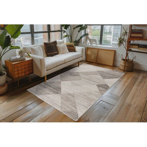 Tapis Moderne Géométrique Effet 3d Diano Beige 160x230