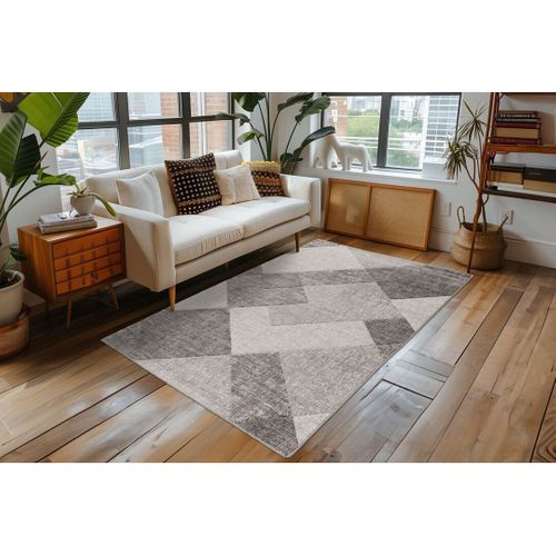 Tapis Moderne Géométrique Effet 3d Diano Argenté 120x170