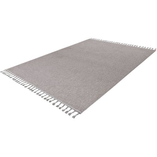 Tapis Avec Franges Moderne Uni Jalna Argenté 120x170