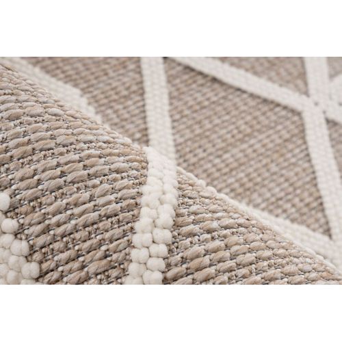 Tapis Graphique Moderne Avec Franges Nisha Beige 160x230
