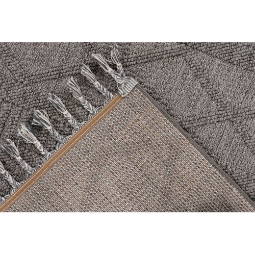 Tapis Graphique Moderne Avec Franges Nisha Gris 80x150