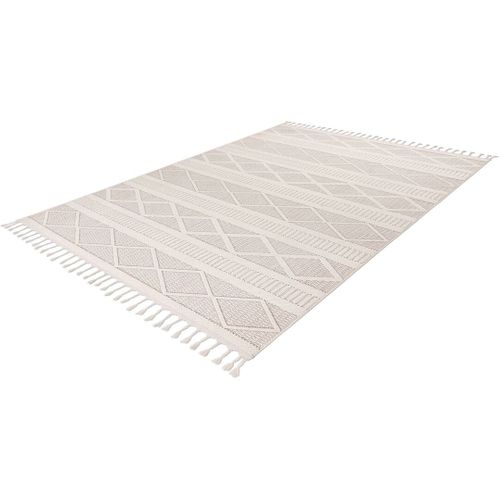 Tapis Graphique Moderne Avec Franges Nisha Ivoire 160x230