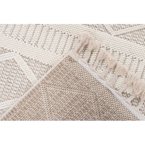 Tapis Graphique Moderne Avec Franges Nisha Ivoire 200x290