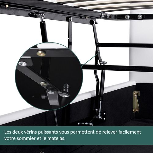 Lit Coffre à Ouverture Horizontale Et Frontale - 200 X 200 Cm - Velours Côtelé Bleu Nuit