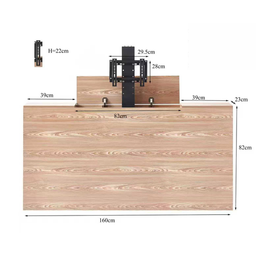 Console TV 2 En 1 - Design : Bois Blanc - Meuble TV Escamotable Avec Télécommande Sans Fil