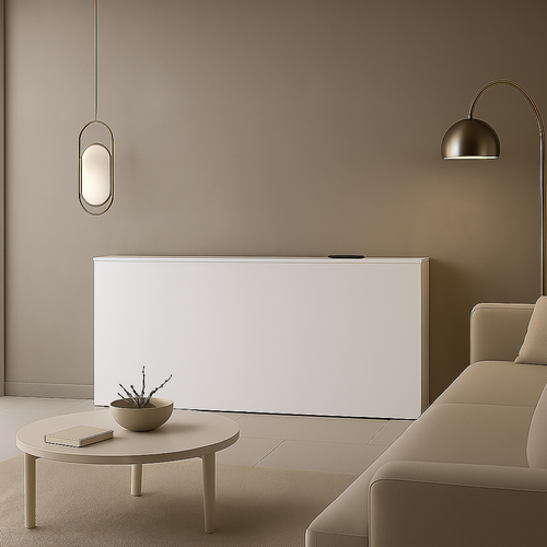 Console TV 2 En 1 - Design : Bois Blanc - Meuble TV Escamotable Avec Télécommande Sans Fil