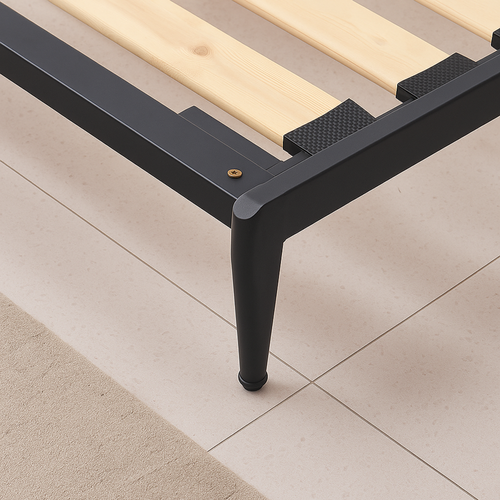 Sommier Métallique 160x200 Style Industriel Blanc - Cadre à Lattes Larges - Design Style Urbain