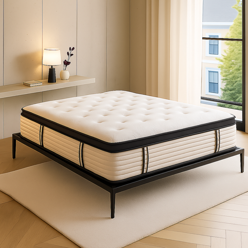 Sommier Métallique 160x200 Style Industriel Blanc - Cadre à Lattes Larges - Design Style Urbain