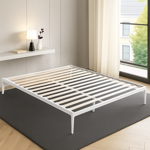 Sommier Métallique 160x200 Style Industriel Noir - Cadre à Lattes Larges - Design Style Urbain