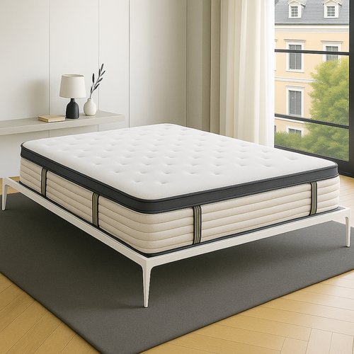 Sommier Métallique 160x200 Style Industriel Noir - Cadre à Lattes Larges - Design Style Urbain