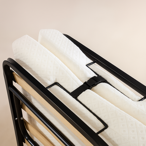 Lit Pliant à Roulettes Avec Matelas 90x200 - Sommier à Lattes Flexibles