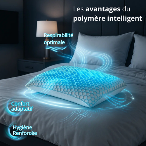 Oreiller Mémoire De Forme Intelligent, Structure Alvéolée - Collection Tpe - 60 X 60 Cm