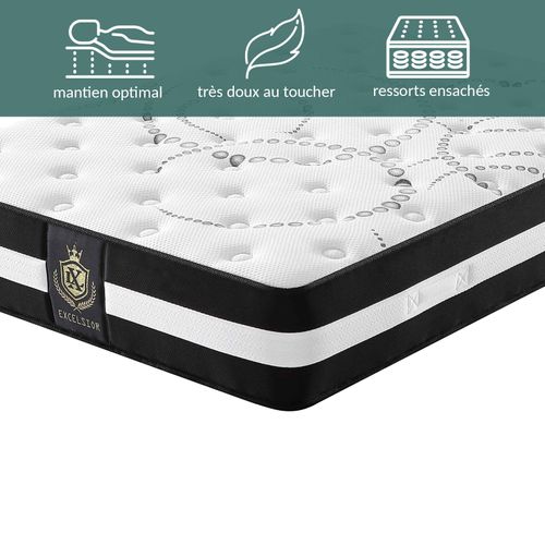 Matelas Excelsior 200 X 200 Cm - Mémoire De Forme - Ressorts Ensachés