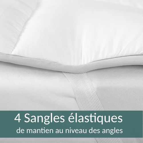 Surmatelas square 160x200 - Convient à tous les matelas - 4 sangles de maintien
