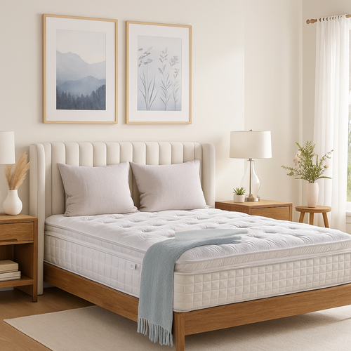 Matelas 200x200 Cm - Mémoire De Forme, Ressorts Ensachés Et Latex - 30 Cm