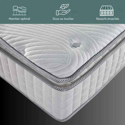 Matelas 200x200 Cm - Mémoire De Forme, Ressorts Ensachés Et Latex - 30 Cm