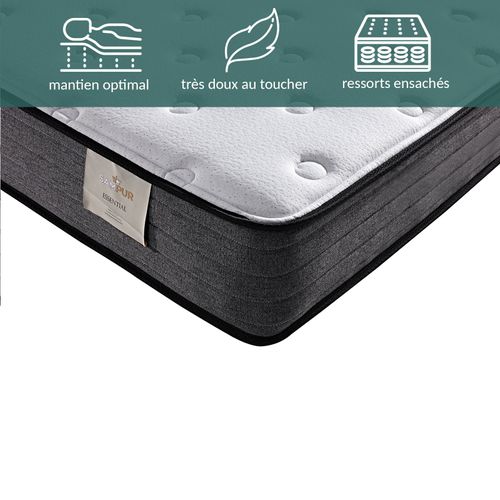 Matelas Essentiel 160x200 Cm - Mémoire De Forme Et Ressorts Ensachés - Mousse Viscoélastique - 23 Cm