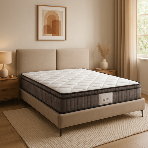 Matelas Céleste 140x190 Cm - Mémoire De Forme Et Ressorts Ensachés - 29 Cm - Surmatelas Amovible