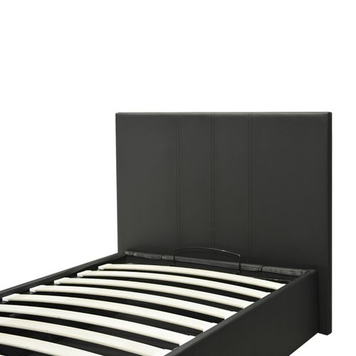 Lit Coffre Colisée 90x190 Cm - Grand Espace De Stockage - Large Ouverture - Tissu - Gris Foncé