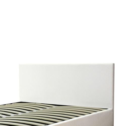 Lit Coffre XXL 160x200cm Simili Cuir Blanc - Capacité 900 Litres - Sommier à Lattes