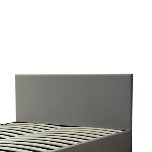 Lit Coffre XXL 200x200cm Simili Cuir Gris - Capacité 900 Litres - Sommier à Lattes