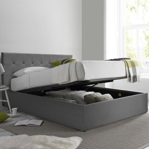 Lit Penthouse Gris 90x190 Cm - Design Et Moderne - Simili Cuir Et Sommier à Lattes En Bois