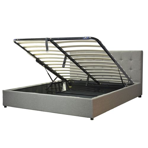 Lit Penthouse Gris Clair 160x200 Cm - Design Et Moderne - Simili Cuir Et Sommier à Lattes En Bois