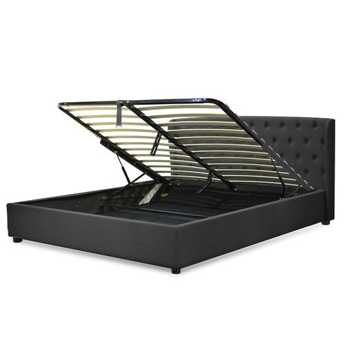 Lit Coffre Clémentine Deluxe : Tissu Et Sommier à Lattes - 90x190 Cm