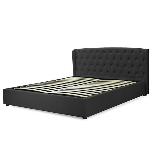 Lit Coffre Clémentine Deluxe : Tissu Et Sommier à Lattes - 200x200 Cm