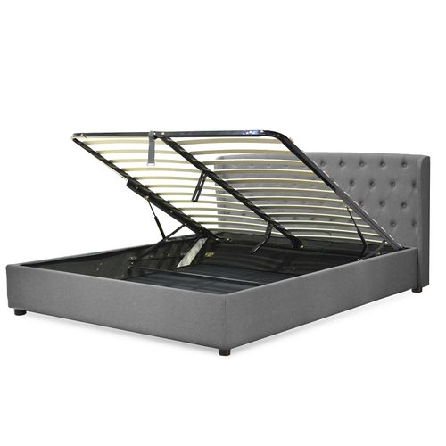 Lit Coffre Clémentine Deluxe : Tissu Et Sommier à Lattes - 200x200 Cm