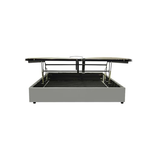 Lit Coffre Ouverture Latérale Et Frontale Simili Cuir Gris - 140 X 190 Cm