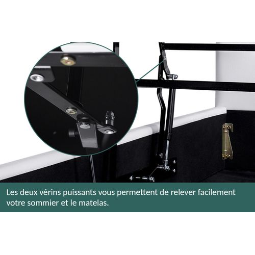 Lit Coffre Ouverture Latérale Et Frontale Simili Cuir Gris - 140 X 190 Cm