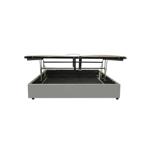 Lit Coffre Ouverture Latérale Et Frontale Simili Cuir Gris - 180 X 200 Cm