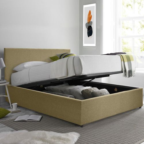 Lit Coffre XXL 180x200cm Tissu Sable - Capacité 900 Litres - Sommier à Lattes