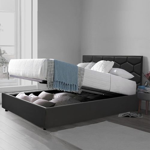 Lit Coffre Clémentine Deluxe : Tissu Et Sommier à Lattes - 140x190 Cm