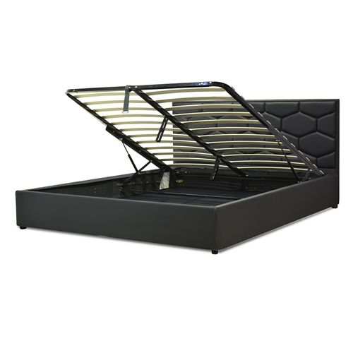 Lit Coffre Clémentine Deluxe : Tissu Et Sommier à Lattes - 140x190 Cm