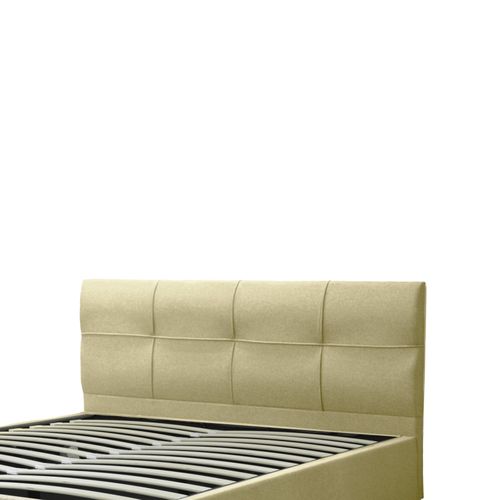 Lit Coffre 160x200 Cm Macao Avec Tête De Lit - Espace De Stockage Jusqu'à 900 L - Tissu Sable