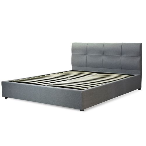 Lit Coffre XXL Deluxe Gris Clair 180 X 200 Cm - Tissu Et Sommier à Lattes