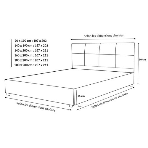 Lit Coffre 180x200 Cm Macao Avec Tête De Lit - Espace De Stockage Jusqu'à 900 L - Tissu Sable